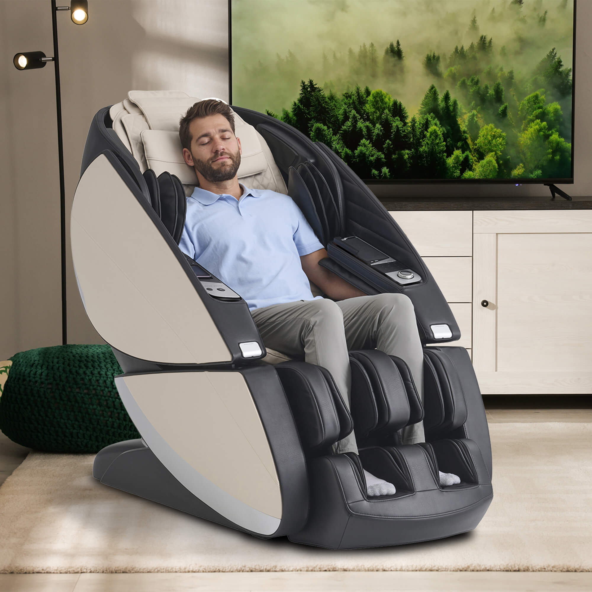 Man in Cream Super Novo X Massage Chair